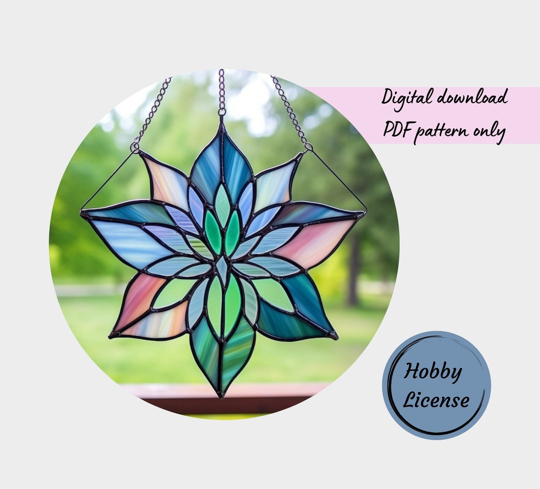 Lotus Stained Glass Pattern Flower Stained Glass Pattern Digital