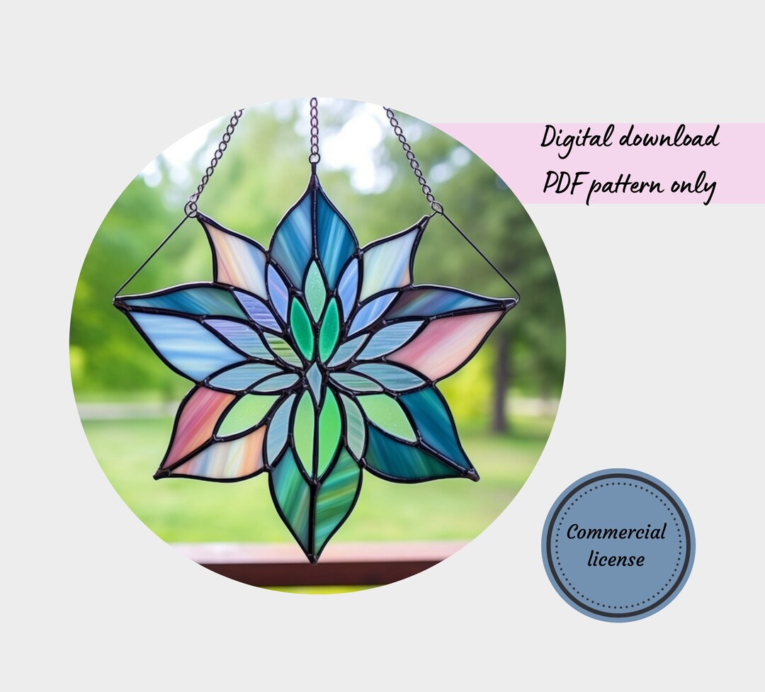 Lotus Stained Glass Pattern Flower Stained Glass Pattern - Etsy