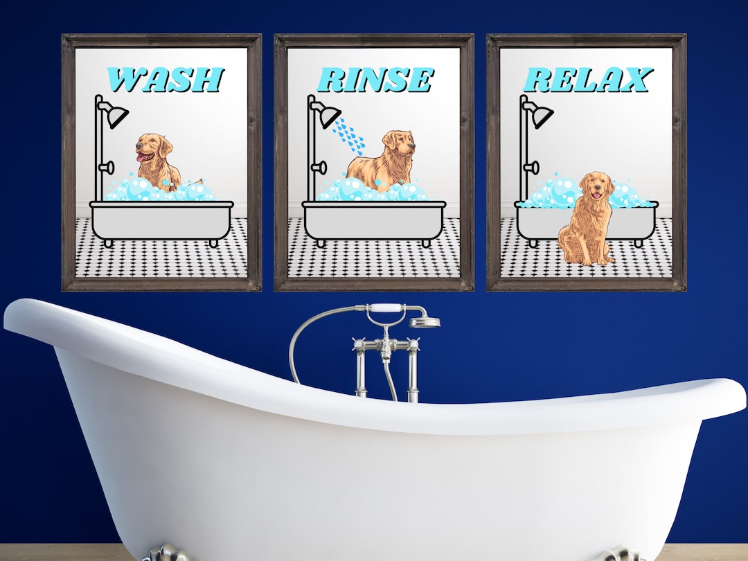 Set of 3 Bathroom Art Cute Bathroom Wall Art Digital Design Etsy