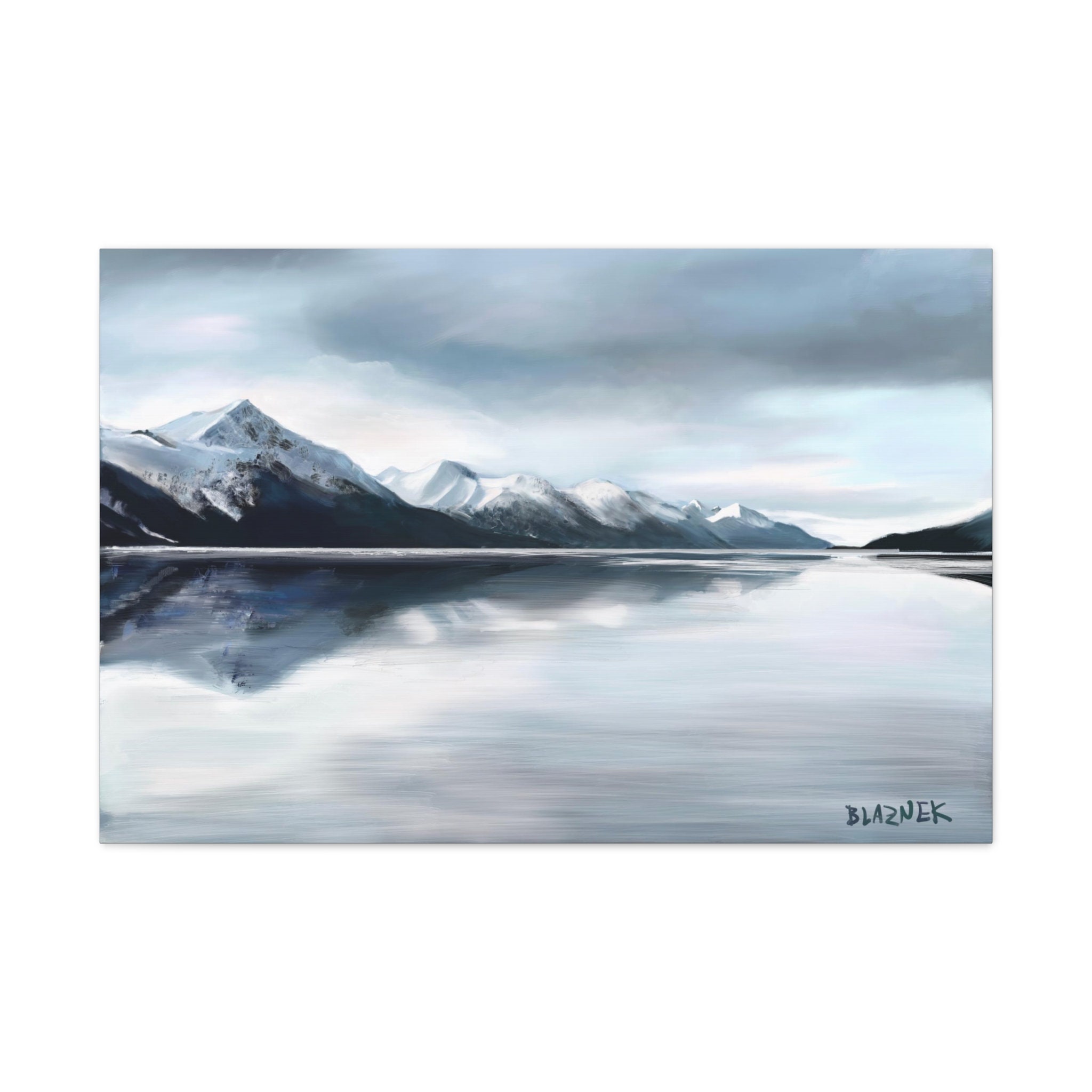 Snow-Capped Mountain Landscape Print on Canvas