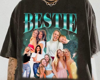 Personalised Bestie T-shirt, Retro Custom Bootleg Rap Tee, Custom photo bestie, best friend Birthday bootleg funny bff 90s vintage shirt
