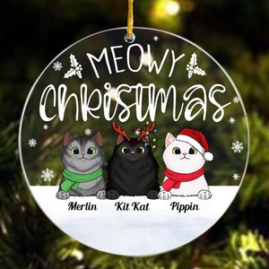 Personalised Cat Bauble, Cat Christmas Ornament, Meowy Christmas, Cat Breed Ornament, Cat Lover Gift, Cat Ornament 2024, Christmas Gift