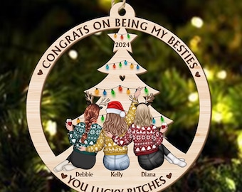 Gepersonaliseerde beste vriend ornament kerst, aangepaste vriendenbal, vriendenaandenken, cadeaus vriendengroep, ornament bestie, vriendschapscadeau