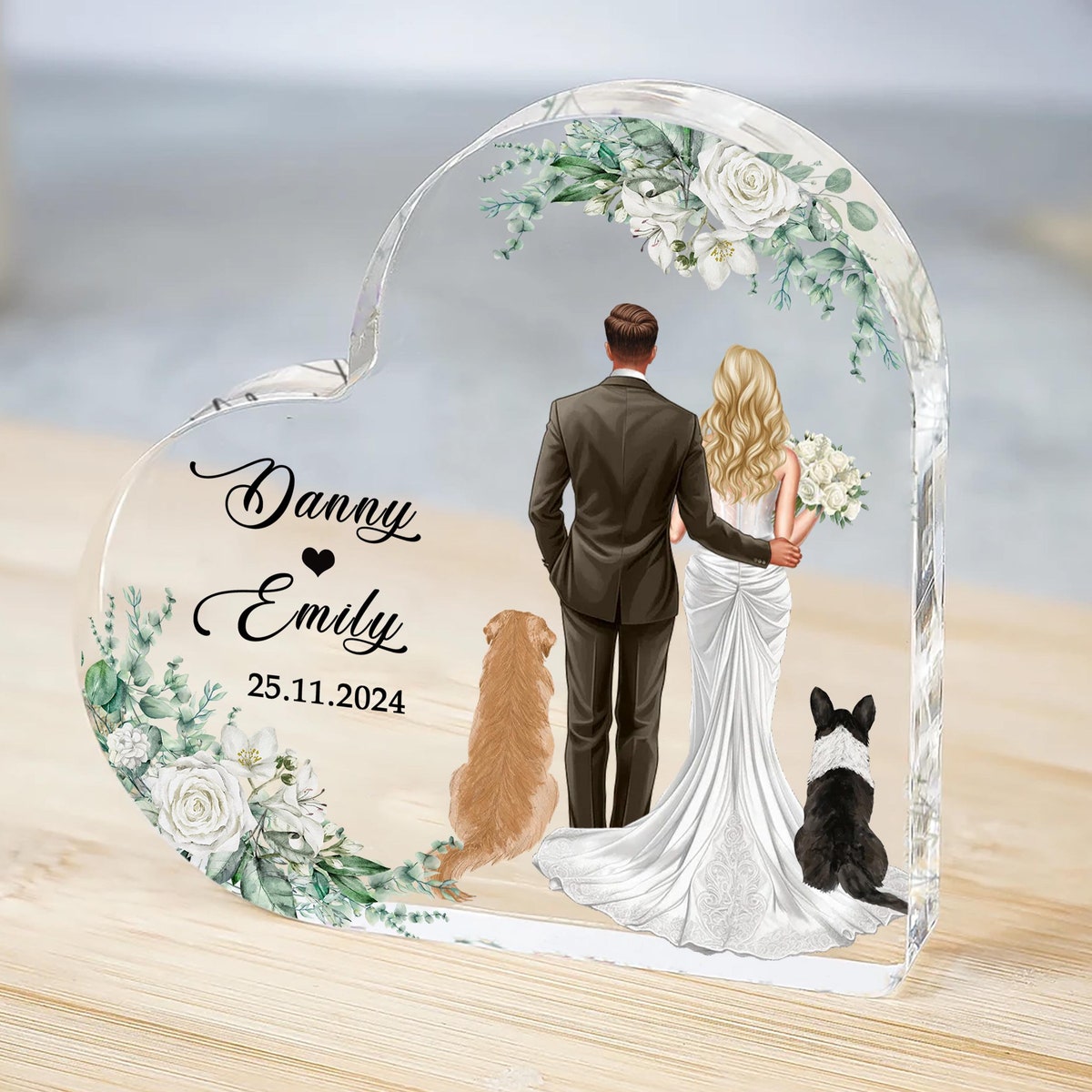 Personalised Wedding Gift for Couple, Bride and Groom Custom Plaque, Wedding Present for Couple With Dogs, Cats, Wedding Keepsake for Couple - Etsy