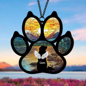 Personalised Dog Memorial Suncatcher, Loss of Dog Sympathy Gift, Custom Dog Remembrance Gift with Name, Pet Loss Gift for Dog Lovers