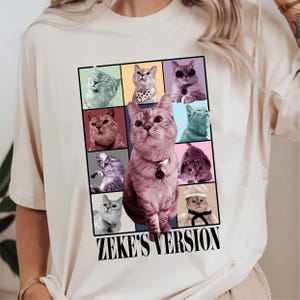 Personalised Cat Bootleg Shirt, Custom Pet Portrait, Dog Photo Shirt, Custom Cat&#39;s Version, Eras Tour Shirt With Pet, Custom Eras Tour Shirt