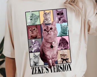 Personalised Cat Bootleg Shirt, Custom Pet Portrait, Dog Photo Shirt, Custom Cat's Version, Eras Tour Shirt With Pet, Custom Eras Tour Shirt