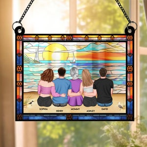 Personalized Mother & Daughter Suncatcher, Mother&#39;s Day Gifts, Custom Family Name Suncatcher, Window Hanging Home Decor, Suncatcher Ornament