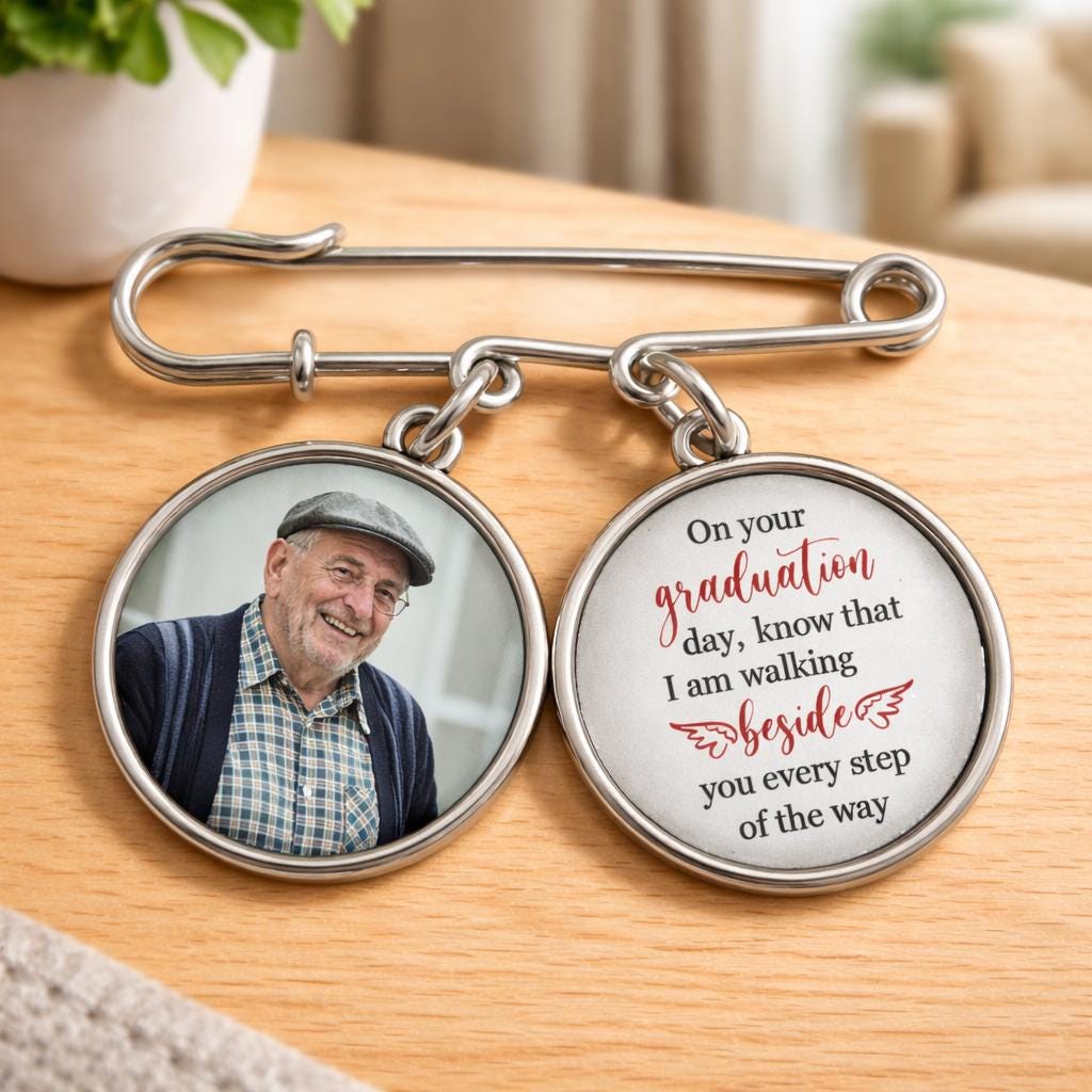Personalised Graduation Memorial Pin With Photo, Walking Beside You ...