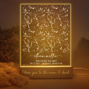 Mappa stellare personalizzata per data, luce notturna con mappa stellare personalizzata, mappa delle costellazioni personalizzata, cielo notturno per data, regalo di fidanzamento, regalo di anniversario