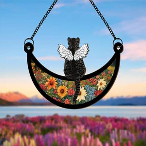 Personalized Cat Angel Memorial Suncatcher, Custom Cat Loss Sympathy Gift, Custom Pet Memorial Suncatcher, Cat Memorial Gift, Pet Suncatcher