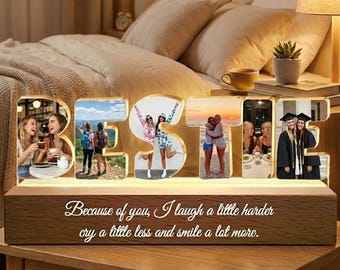 Personalised Bestie Photo Collage Night Light,Custom Bestie Gift with name, Best Friend Birthday Gift, Friendship Gift, Gift for Bestie, BFF