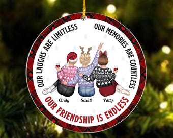 Personalised Besties Christmas Bauble, Best Friends Christmas Gift, Custom Friendship Ornament, Christmas Gift For BFF, Sisters Ornament