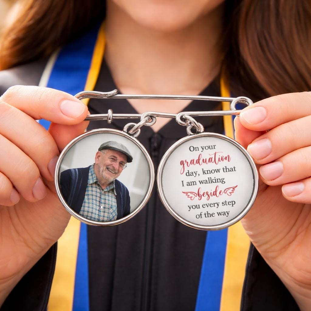 Personalised Graduation Memorial Pin With Photo, Walking Beside You ...
