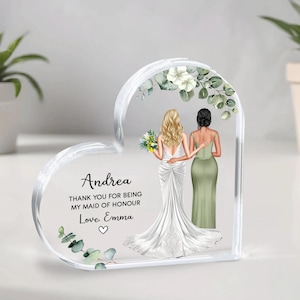 Thank You For Being My Bridesmaid Gift, Bridesmaid Proposal Gift, Gift for Maid of Honour, Thank you Bridesmaid Gift, Acrylic Plaque