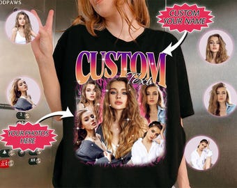 Custom Bootleg Girlfriend Shirt – Funny Vintage 90s Style Photo Tee – Personalized Boyfriend or Husband Gift – Face on Shirt