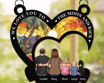 Personalised Grandma & Grandkids Suncatcher, Mothers Day Gift, Custom Family Name Suncatcher, Window Hanging Home Decor, Suncatcher Ornament
