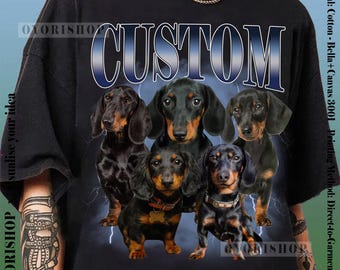 Custom Pet Portrait Shirt, Custom Bootleg Rap Tee, Personalised Dog Photo Shirt, Dog Memorial Shirt, Dog Loss Gift, Dog Mom Dog Dad Gift