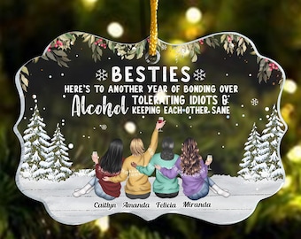 Personalised Besties Christmas Bauble, Best Friends Christmas Gift, Custom Friendship Ornament, Personalised Christmas Gift For BFF, Sisters