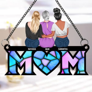 Personalized Mother Daughter Suncatcher, Christmas Gift, Custom Mum Daughter Suncatcher, Window Hanging Home Decor, Suncatcher Gift For Mum