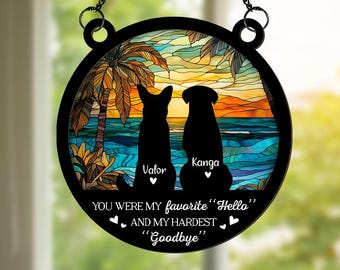 Apanhador de Sol Personalizado para Cães com Nome e Data, Apanhador de Sol Personalizado para Casal em Memória de Cães, Presente Memorial para Cães, Presente para Perda de Filhote, Em Memória Amorosa