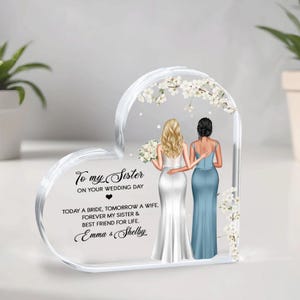 Gift For Sister On Her Wedding Day, Personalised Gift For Bride, Bride Gifts From Sister, Bride To Be Gift, To My Sister On Your Wedding