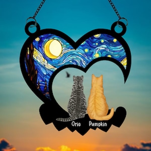 Personalized Cats Memorial Suncatcher, Loss of Cats Sympathy Gift, Cat Memorial Suncatcher, Cat Loss Gift, Cat Remembrance Gift