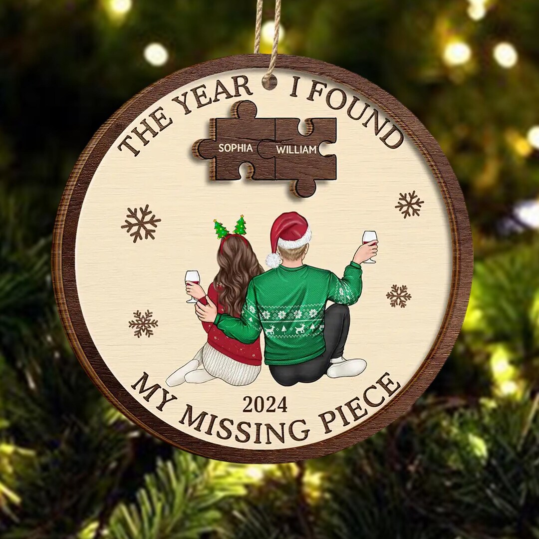 Biglietto di anniversario in legno con pezzo puzzle I found my missing piece con busta (2 anni