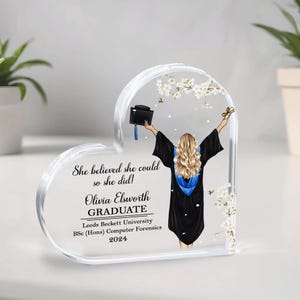 Personalized Graduation Crystal Plaque - 8x6 Inch Keepsake For Men & Women, Engraved Happy Graduation Gift