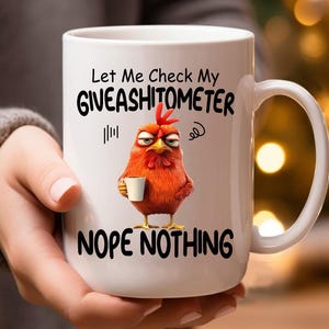 Custom Funny Coffee Mug, Let Me Check My Giveashitometer Nope Nothing, Fun Gifts For Coworkers, Friends, Family, Gift for Animal Lovers
