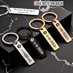 Custom Spotify Code Keychain – Personalised Music Gift – Scannable Bar Keyring – Custom Engraved Valentine Birthday Christmas Gift