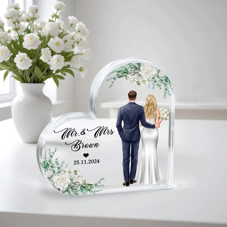Personalised Wedding Gift for Couple, Bride and Groom Custom Plaque ...
