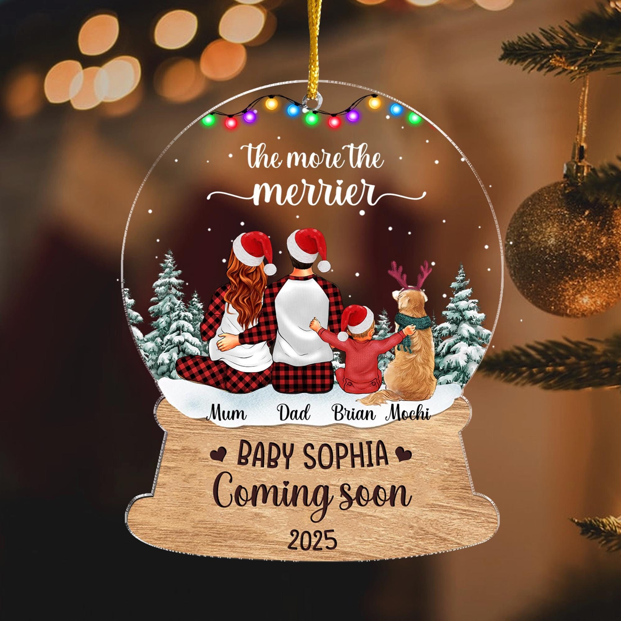 Expecting Family Ornament, Couple With Pets Ornament, Baby Coming Soon ...