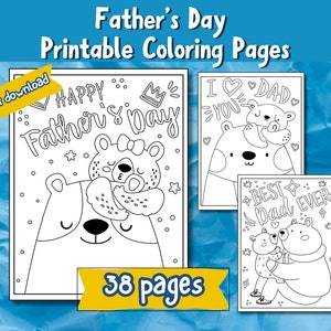 Happy Father's Day Coloring Pages, Printable Father and Child Animal Sheets, Gift for Dad Coloring Book, Cute Present for Dad Picture Frame