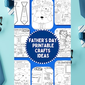 Activités à imprimer pour la fête des pères, cartes de voeux, kit d'activités manuelles amusantes pour papas et enfants, pages à colorier souvenir, cadeau personnalisé
