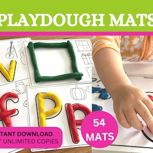 Play dough Mats Activity for Toddler Preschool Kindergarten, Fine Motor and Eye-Hand Coordination Skills, Printable Playdoh Mats for kids
