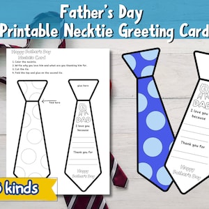 Afdrukbare wenskaart Vaderdag stropdas DIY van kinderen, gepersonaliseerde aandenken voor vaders opa's ooms, afdrukbaar ambachtelijk cadeau