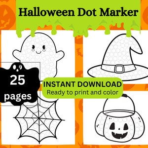 BEST VALUE 30 Halloween Dot Marker Coloring Pages Instant Download  Halloween Dot Marker Coloring Book Spooky Dot Marker Coloring Book 