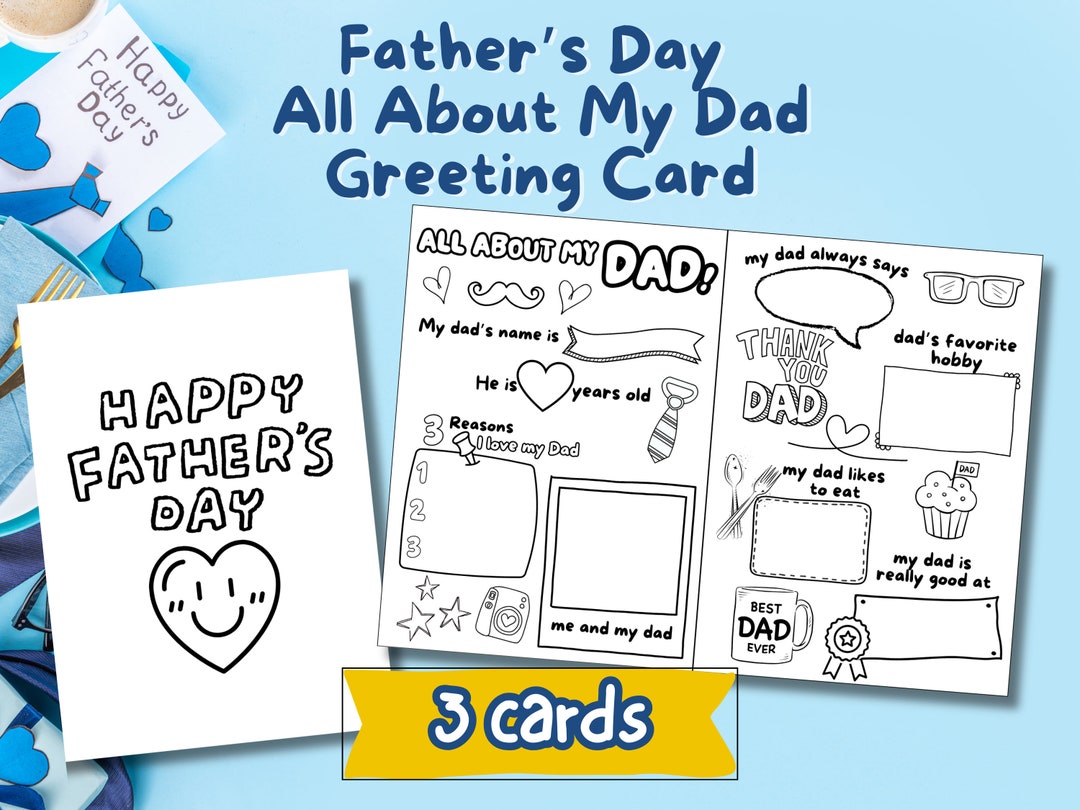 Printable Father's Day Coloring Card for Kids, Fun Facts About Dad DIY ...