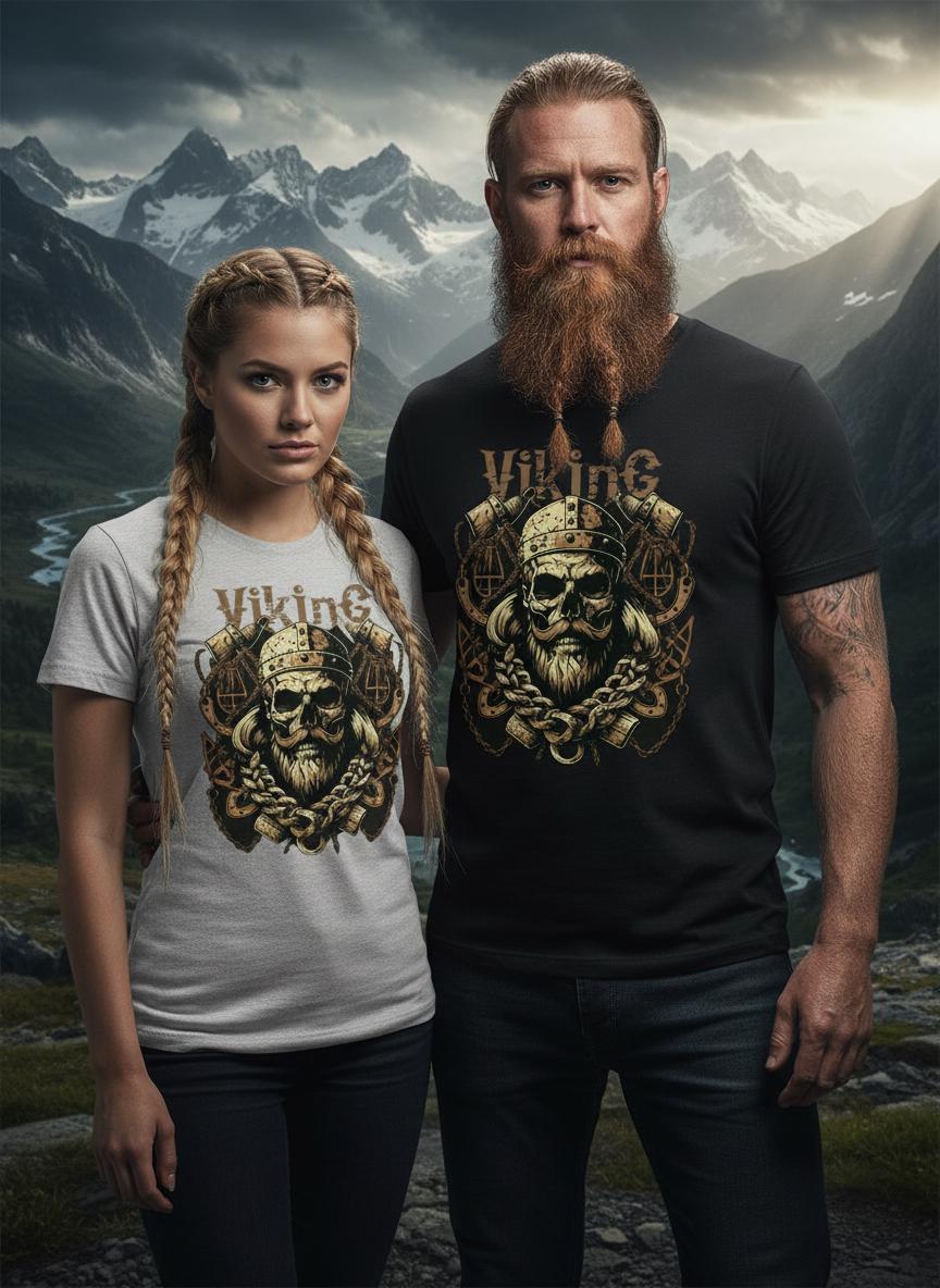Donna Viking Valhalla Odins Raven Huginn e Muninn Maglietta con Collo a V