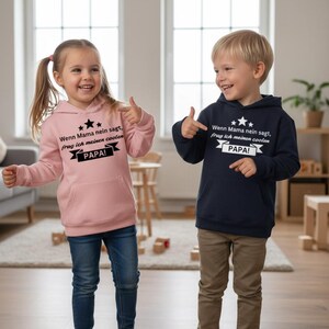 Kinder Hoodie 'Wenn Mama Nein Sagt Frag Ich Meinen Coolen Papa' | Papa-Kind Kapuzenpulli