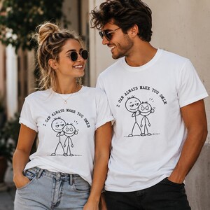 T-shirt met de tekst "Ik kan je altijd aan het lachen maken", grappig cartoon-T-shirt, shirt met stokfiguurtjes, sarcastisch shirt, leuk unisex cadeau-idee.