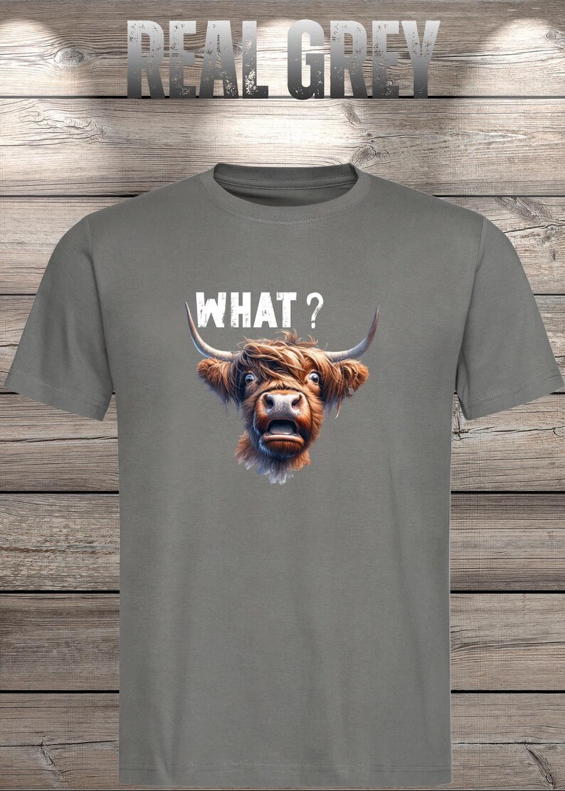 What?! Highland Cow T-Shirt - Confused but Cute! image 12