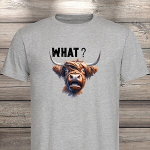 What?! Highland Cow T-Shirt - Confused but Cute! image 3