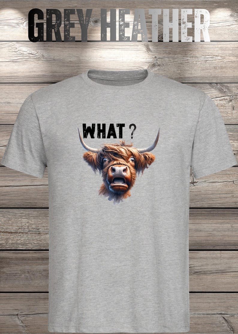 What?! Highland Cow T-Shirt - Confused but Cute! image 3