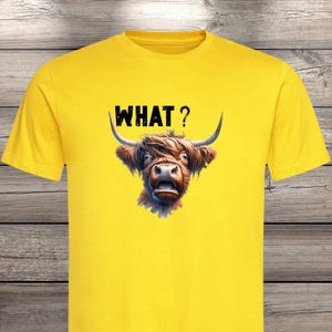 What?! Highland Cow T-Shirt - Confused but Cute! image 13