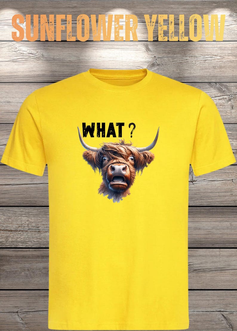 What?! Highland Cow T-Shirt - Confused but Cute! image 13