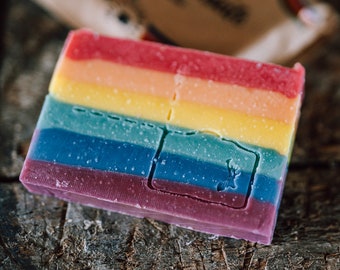Rainbow soap - pride edition | vegan, fresh lime-lemon scent | 100% handmade in the Bavarian Forest