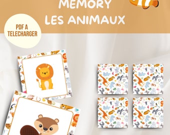 MEMORY - Animals / PDF to download / DIY / activity to cut out and laminate / nursery and elementary / board game to print