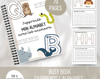 BUSY BOOK WRITING - Animal ABCs / activity book / Writing book / Holiday workbook / to download / Montessori activities